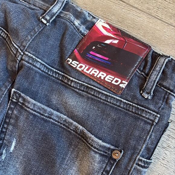 DSQUARED2 Kids Slim Straight Leg Jeans in Washed Black Intentional Worn in Look - Picture 7 of 8